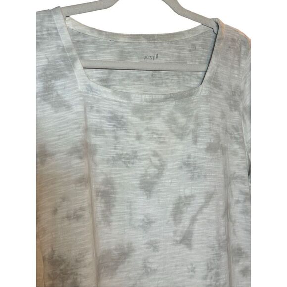 Pure Jill Square Neck Tunic Grey Cream Lagenlook Sz L Tall - Picture 4 of 11